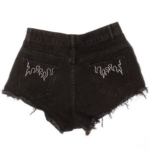 Shein Super High Waisted Shorts Size S Womens Black Raw Hem Embroidered W24